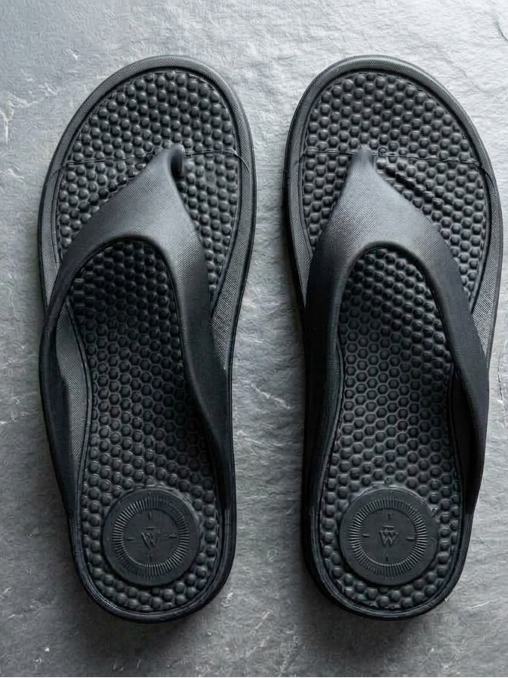 totes Men's Black Slip-On Flip Flop Sandals
